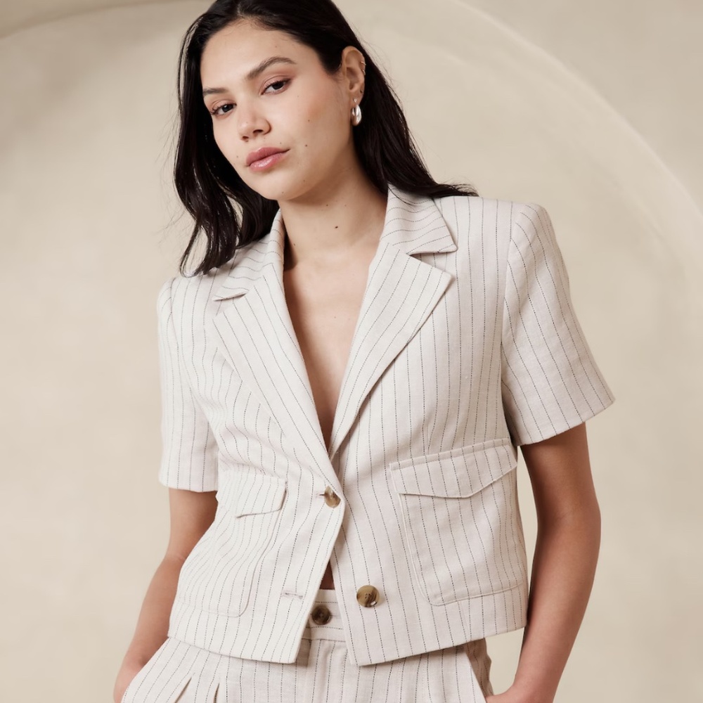 Herringbone Cropped Blazer